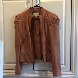 Hinge leather jacket, tan